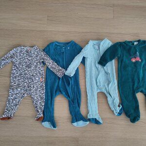 Boys' 6-9m long sleeve footie pajama bundle